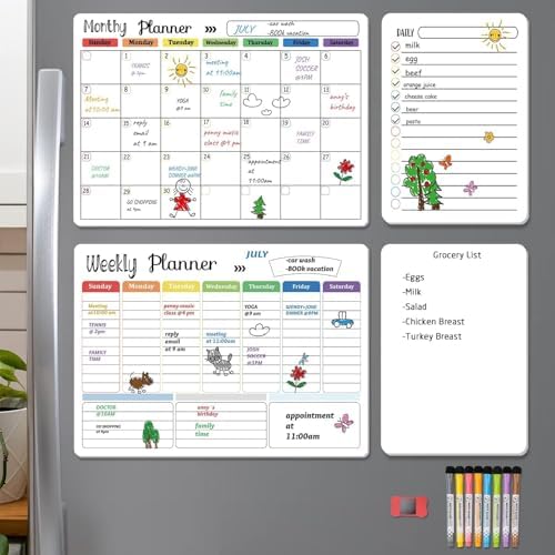 Hivillexun Magnetic Dry Erase Calendar Whiteboard Set by HIVILLEXUNDRYERASEBOARDS