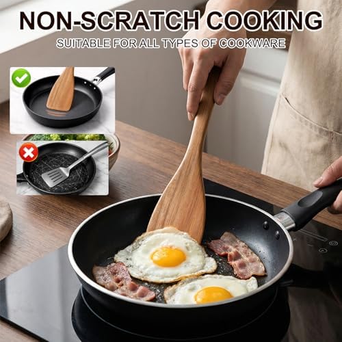 6 Pack Acacia Wood Spatula Set Non Toxic Kitchen Utensils - Image 2