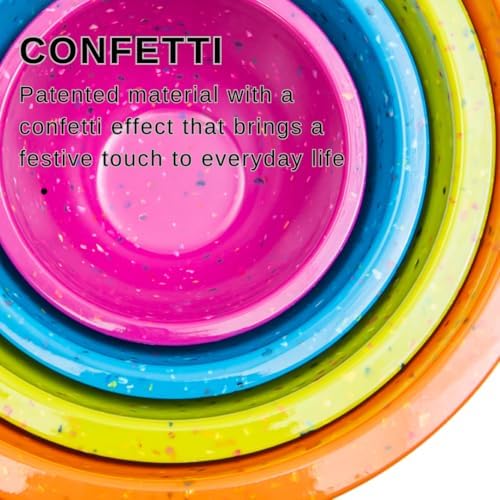 bzyoo Confetti Melamine 4 Piece Nesting Mixing Bowls Set, Colorful Vibrant - Image 6