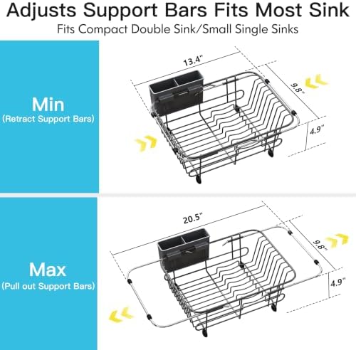 JASIWAY Gray Dish Drying Rack in Sink - Image 4