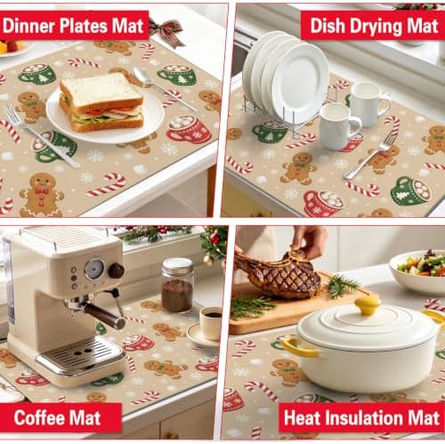 Christmas Gingerbread Coffee Mat 24inx18in, Coffee Bar Mat - Image 4
