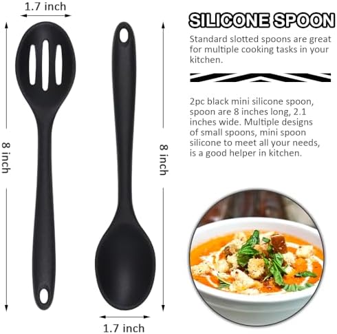 Small Silicone Spoon 4PCS, 8 Inch Mini Slotted Spoons - Image 2
