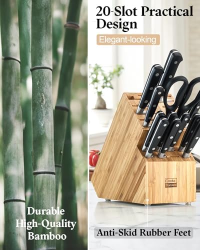 Cooks Standard Classic Bamboo 20-Slot Universal Knife Block without Knives - Image 5