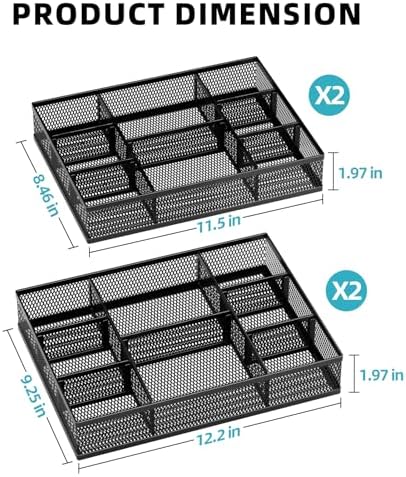 Marbrasse 2 Pack Desk Drawer Organizer, Mesh Drawer Organizer Tray - Image 5