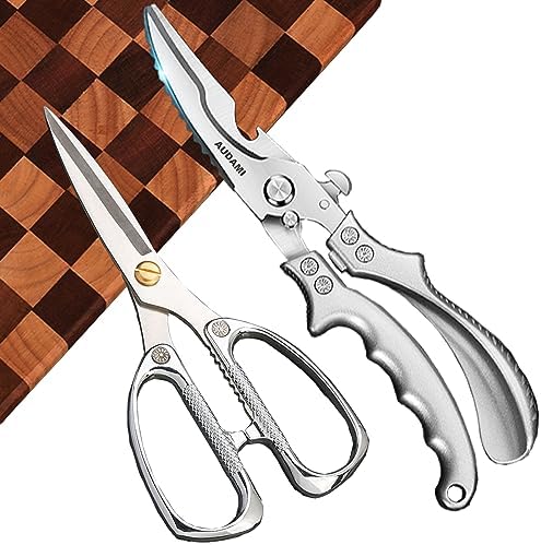 2 Pack Kitchen Shears, Heavy Duty Stainless Steel All-Purpose Poultry Meat by AUDAMI