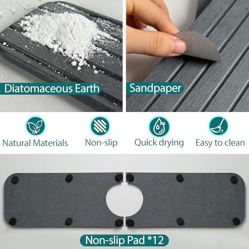 Water Absorbing Stone Kitchen Sink Mat Faucet Splash Guard - Image 5