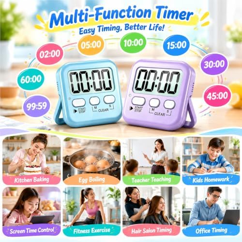 Antonki 2 Pack Digital Timer for Kids Classroom Kitchen Timers for Cooking - Image 6