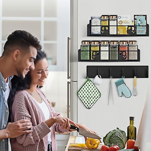 Magnetic Spice Rack for Refrigerator, Space Saving Kitchen Organizer Shelf - Image 2