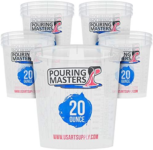 Pouring Masters 20 Ounce Graduated Plastic Mixing Cups by PouringMasters