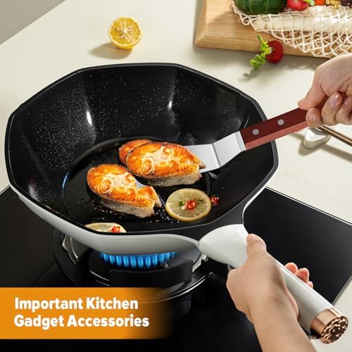 Small Metal Spatula Set with Thin Beveled Edge, Wood Handle - Image 2