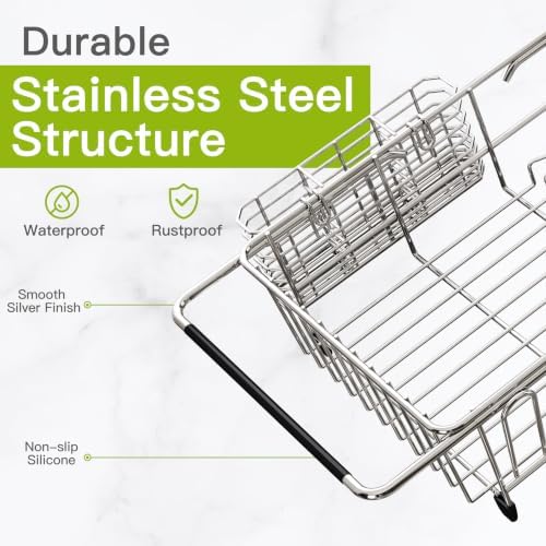 JASIWAY Stainless Steel Dish Drying Rack in Sink - Image 6
