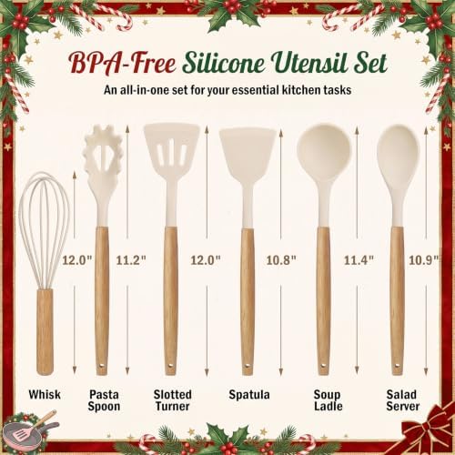 7 Pcs Christmas Kitchen Decor, Silicone Christmas Cooking Utensil - Image 4