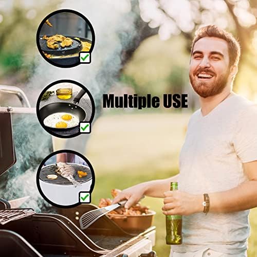 HOTEC 2-Pack Stainless Steel Fish Spatula, Wooden Handle - Image 6