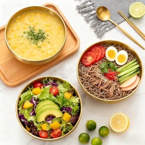Frcctre 3 Pack 7.3 Inch Large Stainless Steel Bowls, 31 OZ Double Walled - Image 5
