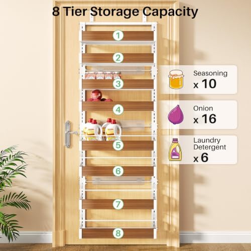 SNTD 8 Tiers Wooden Over the Door Organizer - Image 7