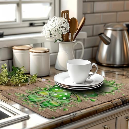 St Patricks Day Wooden Plank Texture Shamrock Dish Drying Mat St Patrick - Image 6