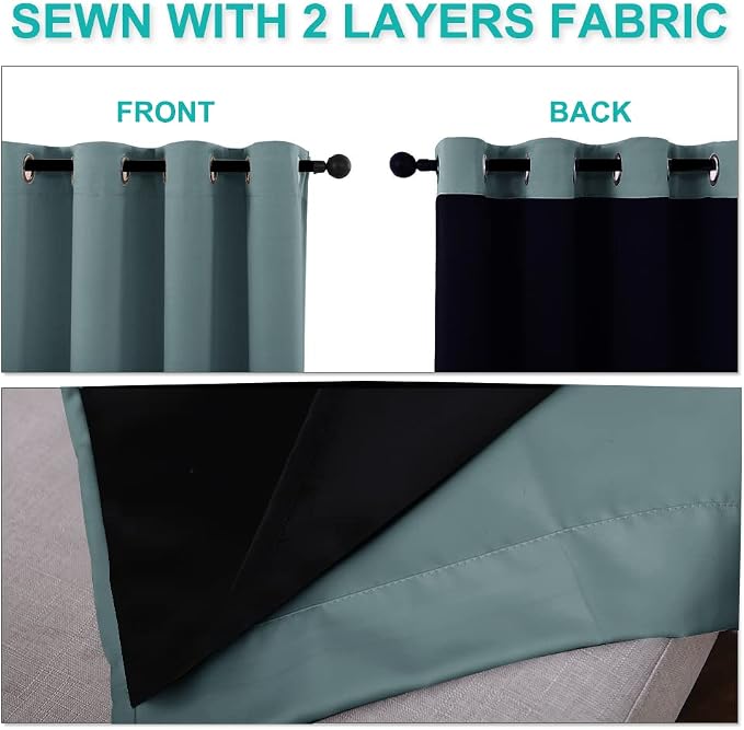 NICETOWN Full Shading Curtains for Windows, Super Heavy-Duty Black Lined - Image 5