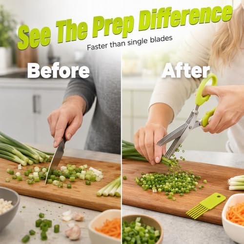 5-Blade Stainless Steel Herb Scissors Multipurpose Kitchen Gadgets - Image 3