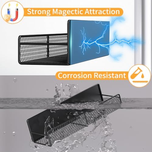 Magnetic Spice Rack for Refrigerator, 2 Pack Metal Magnetic Shelf Black - Image 3