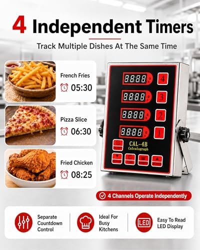 Commercial 4 Channels Digital Kitchen Timer, Calculagraph Fry Timer - Image 2