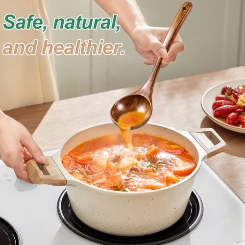 2-Piece Soup Ladle Pasta Spoon Set, Wooden Ladles - Image 5