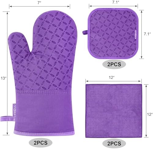 KEGOUU Oven Mitts and Pot Holders 6pcs Set, Kitchen Oven Glove High Heat - Image 2