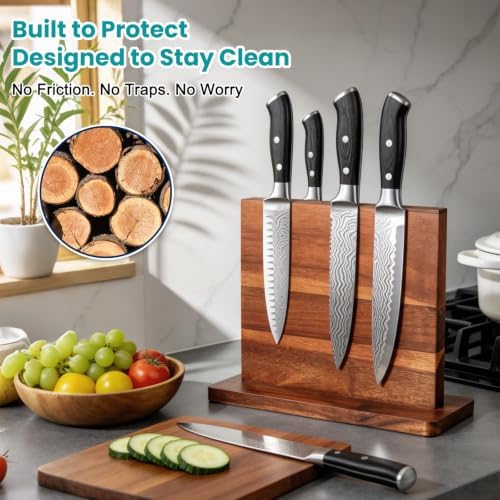 Magnetic Knife Block Wooden Knife Holder Rack - Image 3