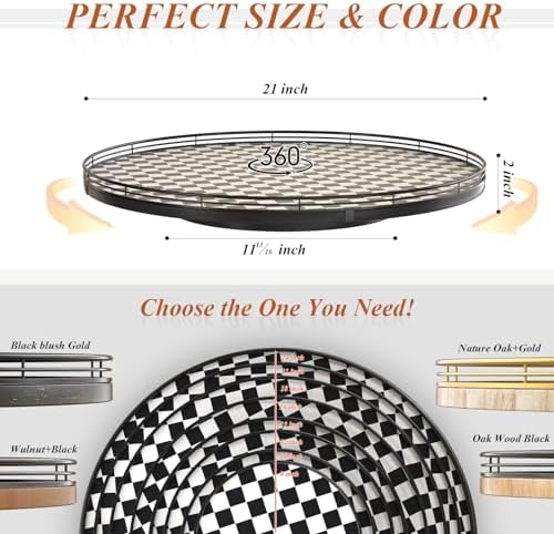 AMH 21-Inch Black and White Checkerboard Lazy Susan Decorative Tray - Image 6