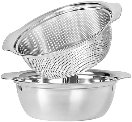 Paoli 304 Stainless Steel Fine Mesh Colander Set, 5QT Large Capacity Strainer by Paoli