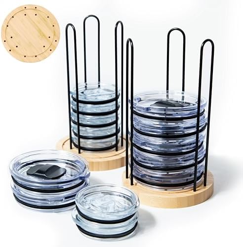 2PC Tumbler Lid Organizer, Cup Lid Organizer, Holds up to 20 Lids by TelKeen