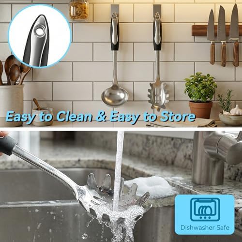 2 PCS Stainless Steel Soup Ladle and Spaghetti Spoon - Image 6