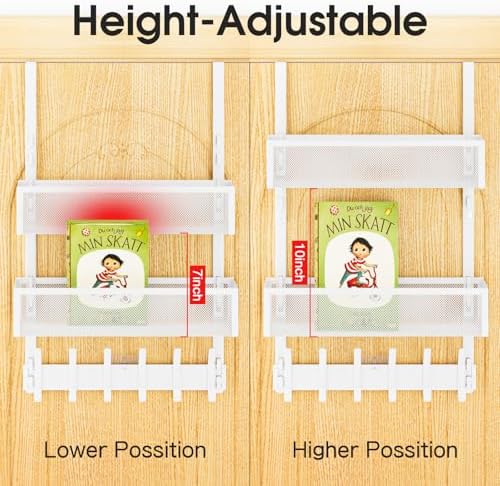 Over the Door Hooks Organizer, Door Hanger Fits Doors 1 3/4" White - Image 4