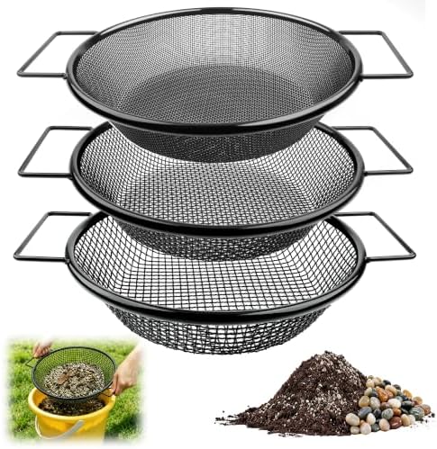 Mulctun 3Pcs Soil Sifter with Handles, Heavy Duty Dirt Sifter by Unknown