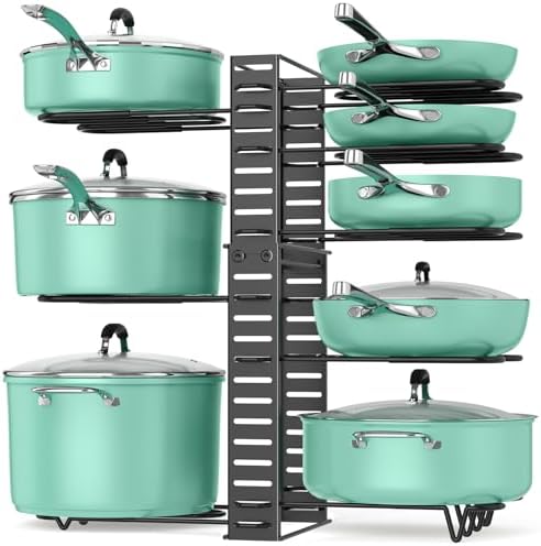 ORDORA Pots and Pans Organizer Under Cabinet Expandable, 8-Tier Adjustable by ORDORA