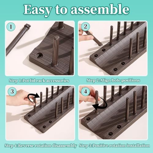 Berglander Dish Rack 14", Adjustable Vertical Plate & Lid Organizer - Image 3