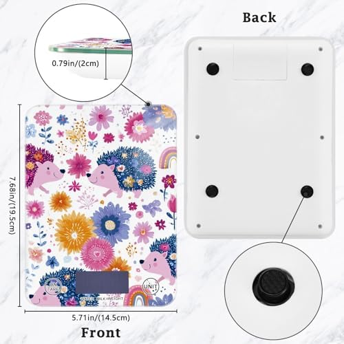 Hedgehog Rainbow Flowers Food Kitchen Scale Digital Weight Grams and Ounces - Image 2