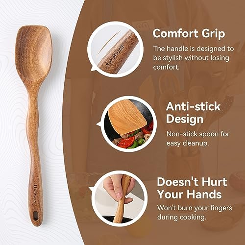 Kitchen 10PCS Teak Wooden Utensils Set - Image 4