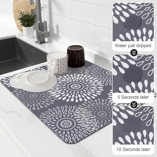 Dish Drying Mat Absorbent Kitchen Counter Mat Rubber Backing Draining Mat - Image 4