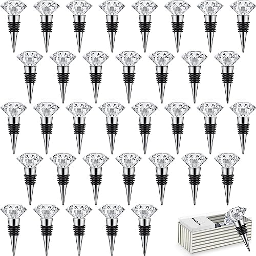 36 Pieces Crystal Wine Bottle Stopper Wine Stoppers Reusable Diamond Plug by Tessco
