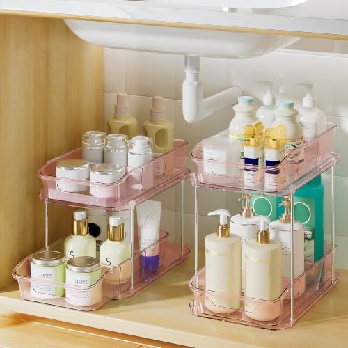 Delamu 2-Tier Under Sink Organizers and Storage, Pull Out Kitchen Pantry by DELAMU