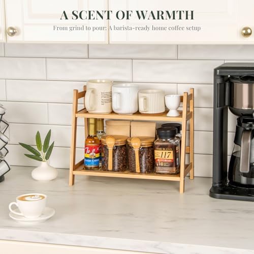 ANBOXIT Matcha Station Organizer, Countertop Bamboo Coffee & Tea Station - Image 4