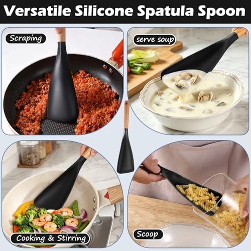 Cooking Spoon for Nonstick Cookwares, Wood Handle Spoon for Stirring - Image 7