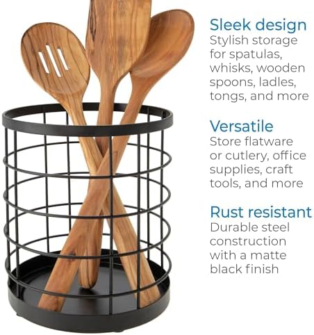 InterDesign iDesign Kitchen Crock Utensil Holder, Matte Black, Utensil Holder - Image 4