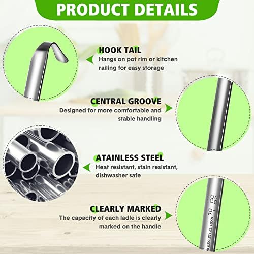 Potchen 10 Pcs Stainless Steel Soup Ladle Set, 1 oz - Image 3