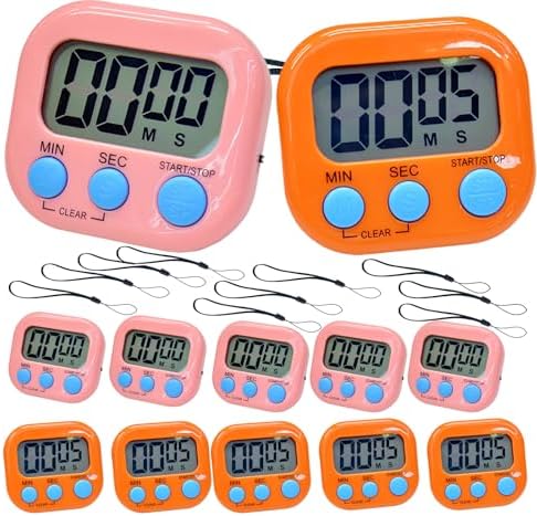 2 Pack Small Digital Kitchen Timer Magnetic Back and On/Off, Classroom Timers by Soseelnee