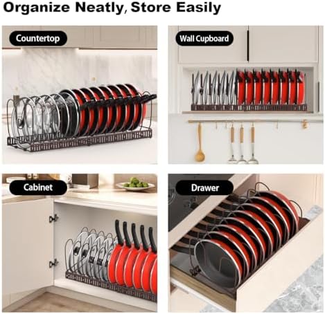 Housolution Pot and Pan Lid Organizer Holder Storage Rack - Image 6