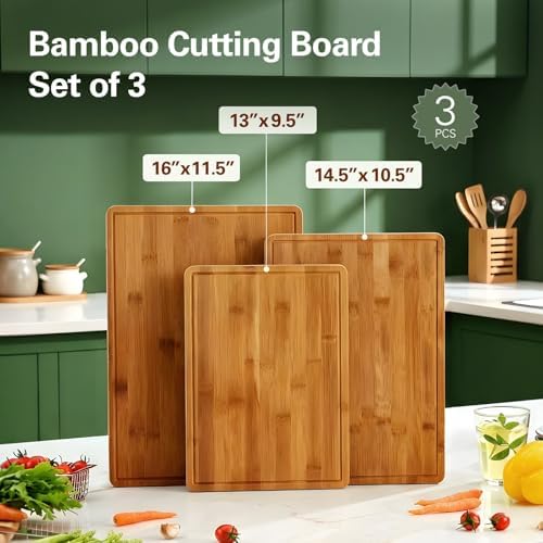 Zarler Bamboo Cutting Boards for Kitchen, Wood Cutting Board - Image 4