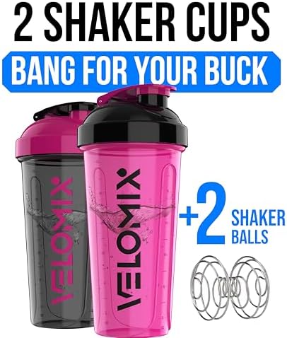 VELOMIX 2 Pack 28oz Protein Shaker Bottle - Image 2