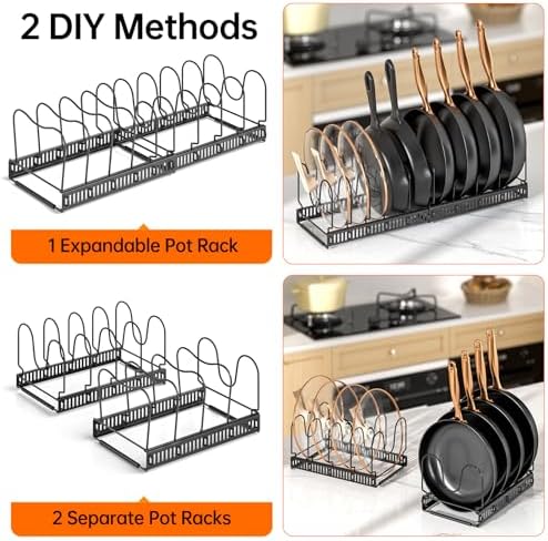 MUDEELA Expandable Pot Pan Lid Organizers inside Cabinet, 10 Divider-Black - Image 5