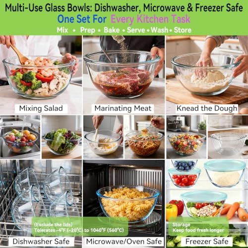 YUANYE 4 Pack Glass Mixing Bowls - Image 2